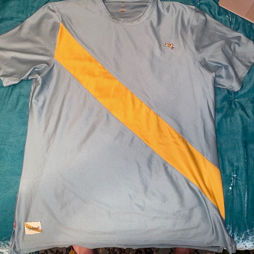 SMOKE BLUE/GOLD VAN CORTLANDT TRACKSMITH TEE - FROM A DOG FRIENDLY HOME